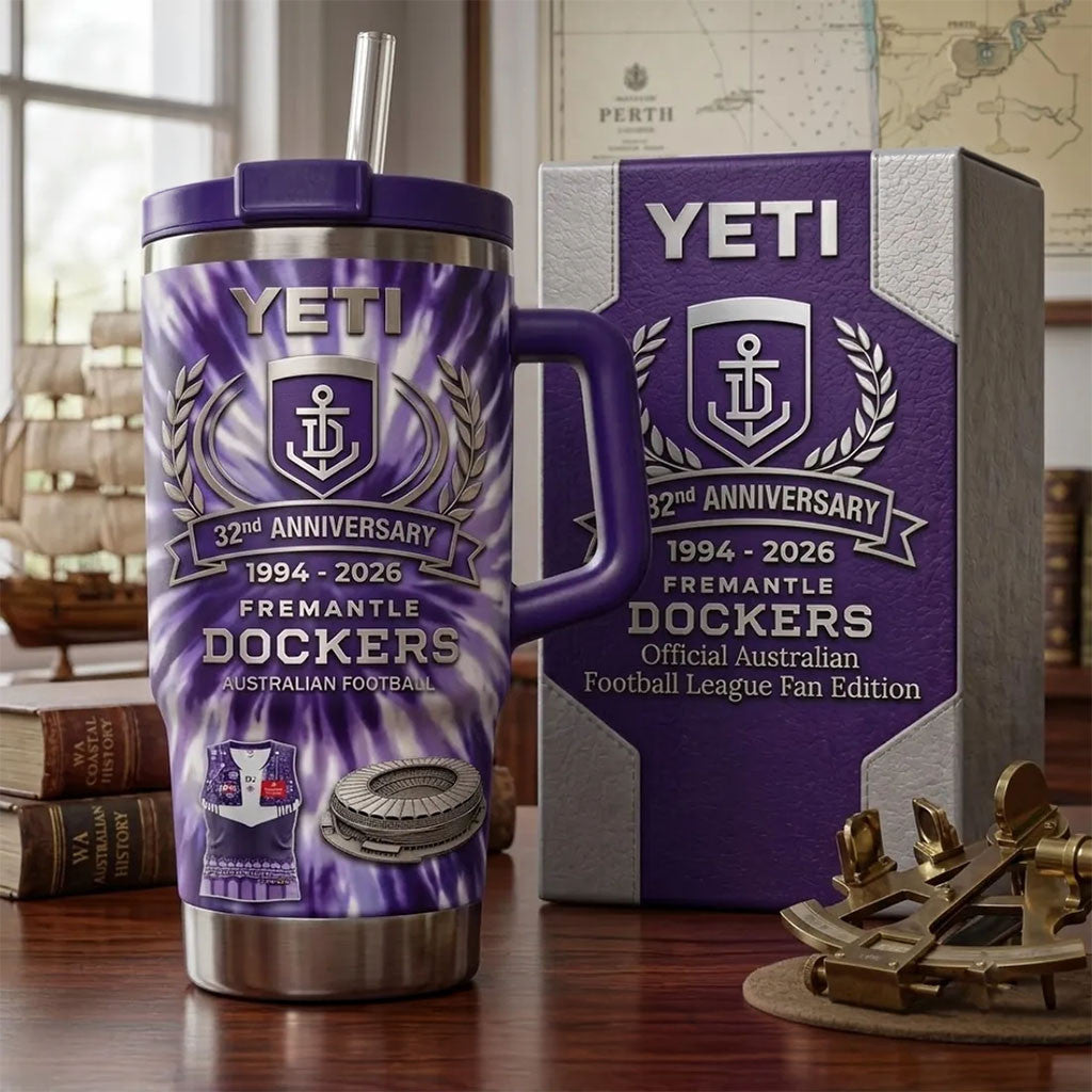 Fremantle Dockers 32nd Anniversary Tie Dye Stanley Tumbler 2026 Fremantle Dockers Merch Gifts - Merchluma