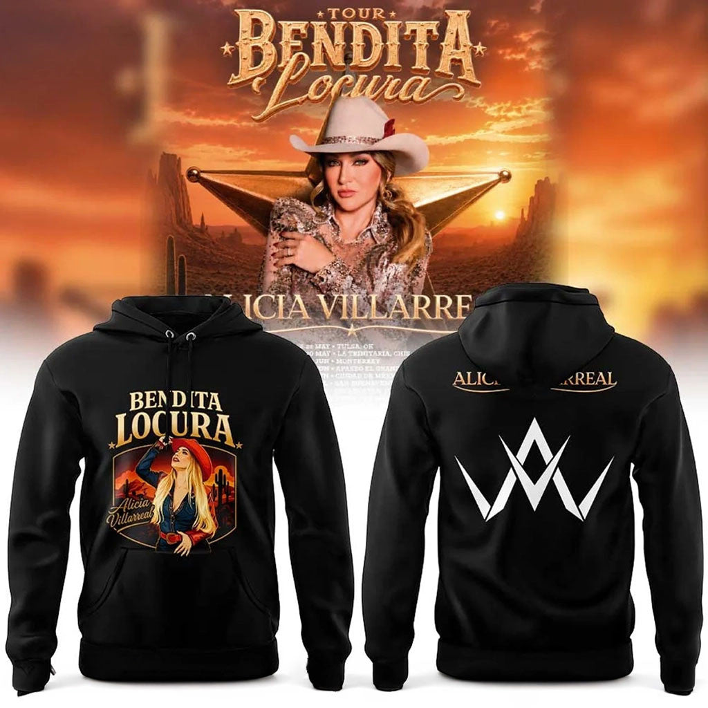 Alicia Villarreal Bendita Locura Tour 2026 Hoodie Alicia Villarreal Merch Present For Fans - Merchluma