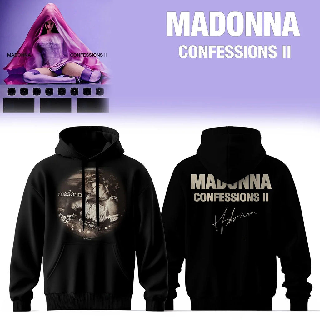Madonna Confessions II 2026 Signature Hoodie Black Madonna Merch Best Gift for Music Fans - Merchluma