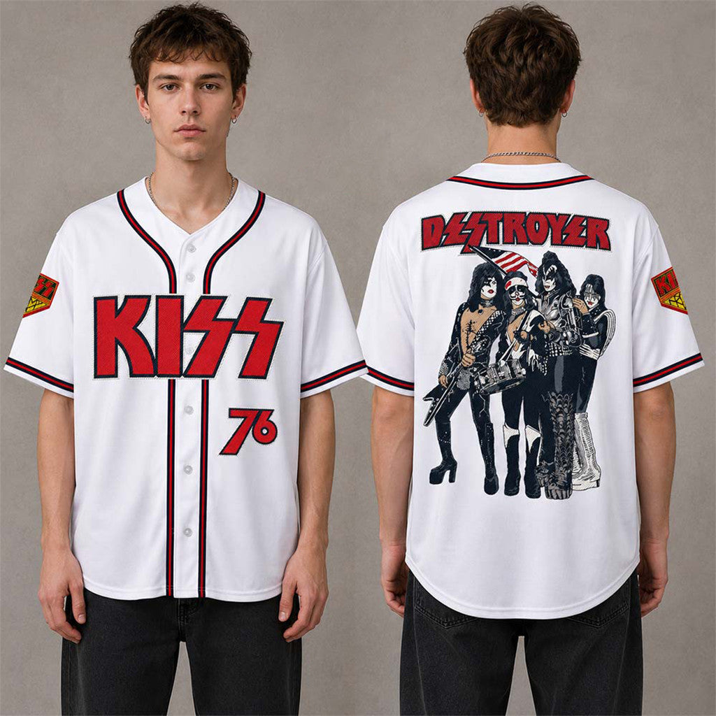 Kiss Destroys Anaheim 76 Baseball Jersey Kiss Merch Useful Gift For Him - Merchluma