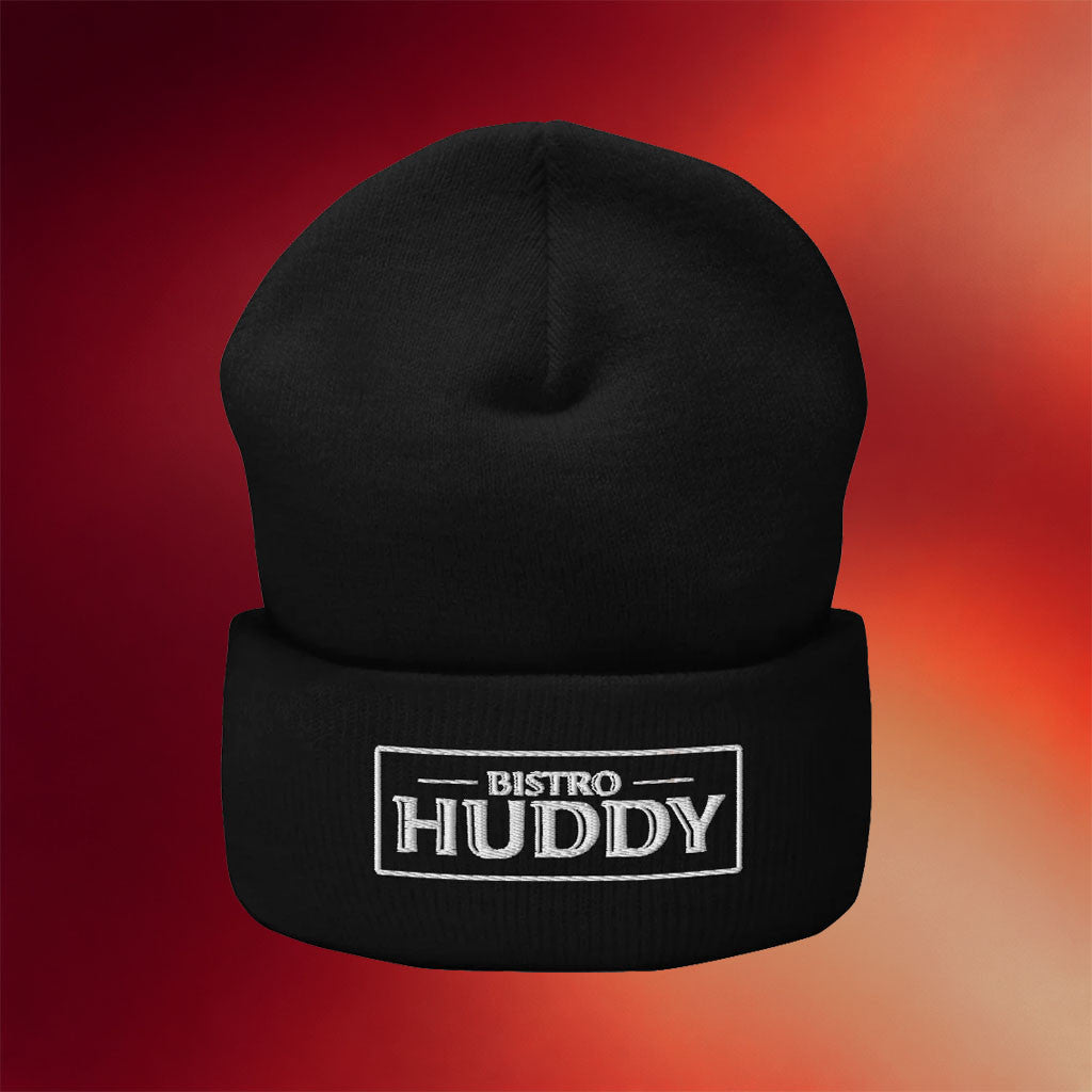Bistro Huddy Merch 2026 Bistro Huddy Logo Beanie Embroidered Black Unique Birthday Gift For Husband - Merchluma