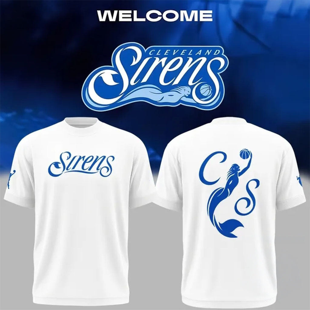 Cleveland Sirens Merch 2028 WNBA Expansion Team Cleveland Sirens Unveils Branding White Shirt - Merchluma