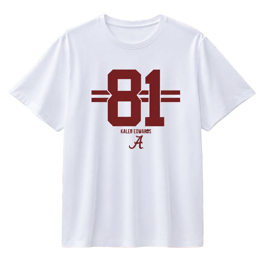 Kaleb Edwards 81 Alabama Crimson Tide T-Shirt White Kaleb Edwards Merch Football Fan Gifts - Merchluma
