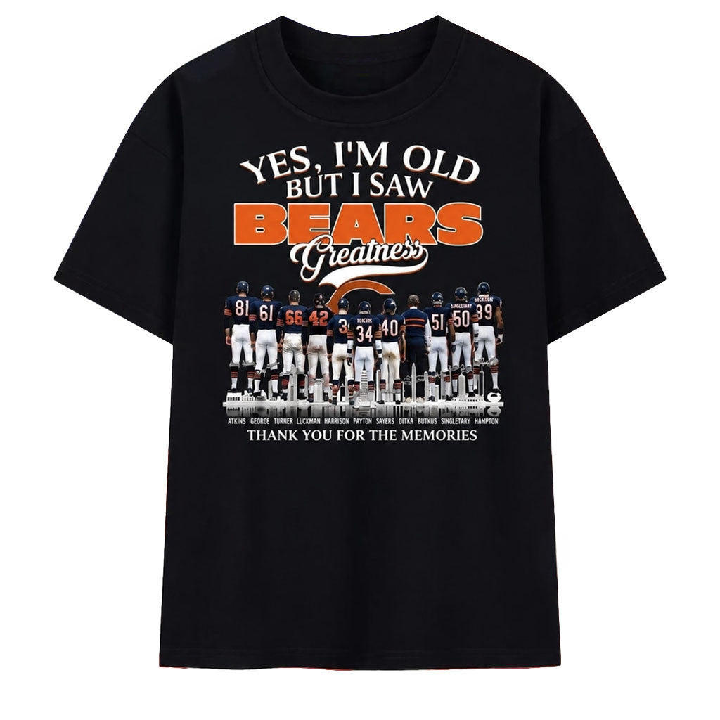 Chicago Bears Greatness Legends Signatures Vintage Graphic T-Shirt Chicago Bears Merch Fan Gift - Merchluma