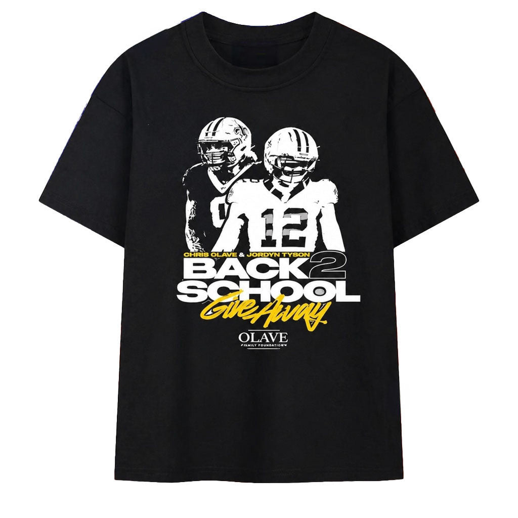 Chris Olave And Jordyn Tyson Back 2 School Give Away T-Shirt Gift For Football Lovers - Merchluma