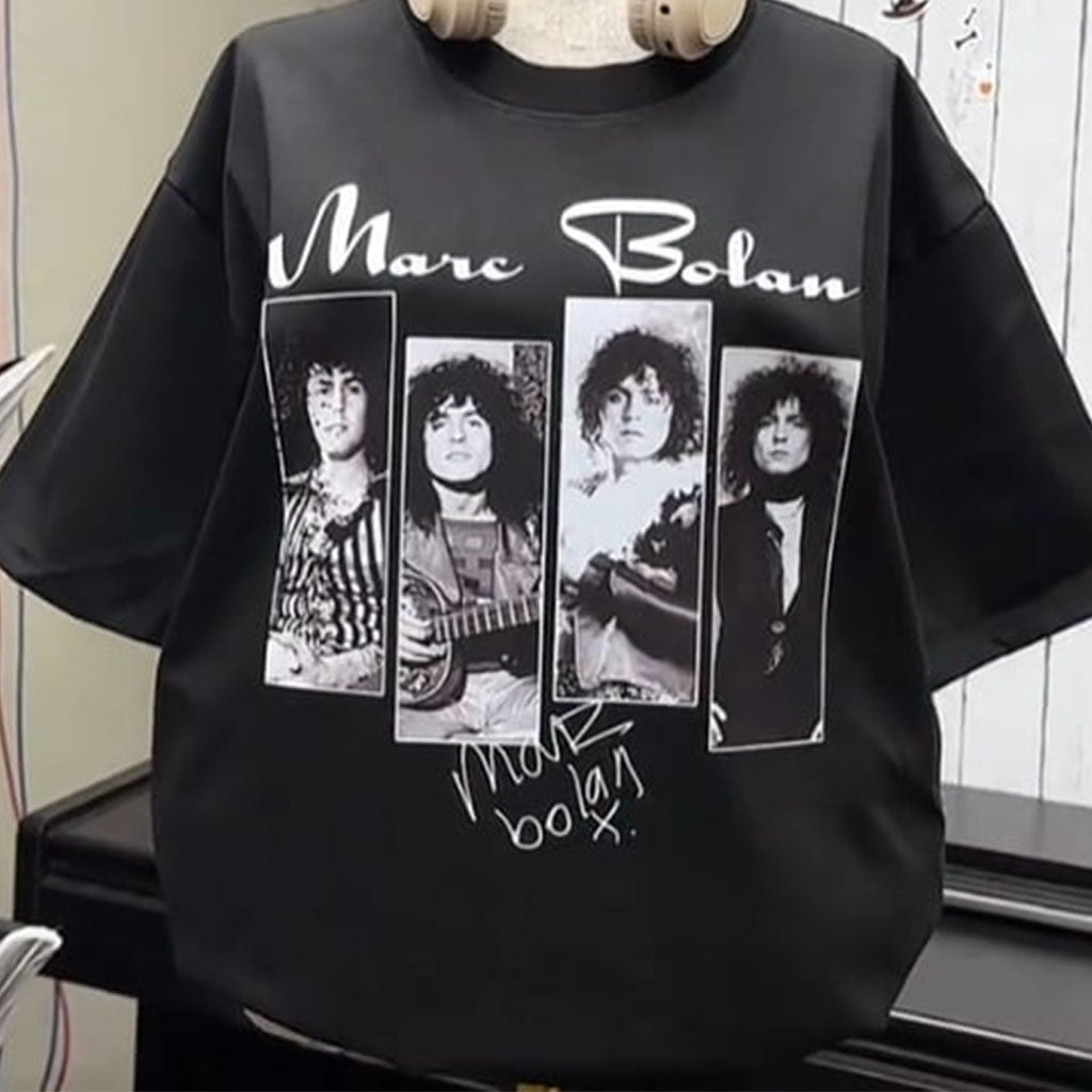 Marc Bolan Collage Photo Signed T-Shirt Marc Bolan Merch 2026 Gift For Music Lovers - Merchluma