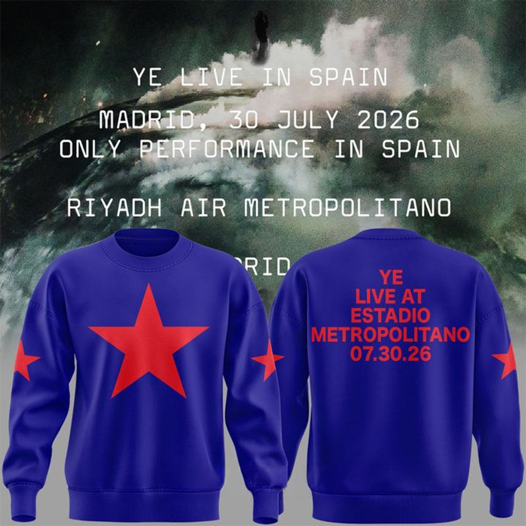 Ye Live Concert Tour Spain Madrid 2026 Sweatshirt Kanye West Merch Gift For Rap Lovers - Merchluma