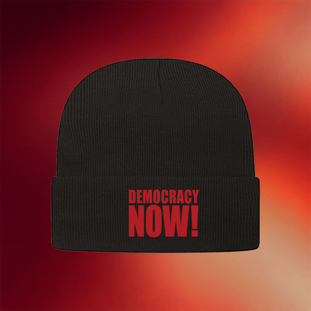 Democracy Now Merch 2026 Democracy Now Beanie Embroidered Birthday Gifts For Husband - Merchluma