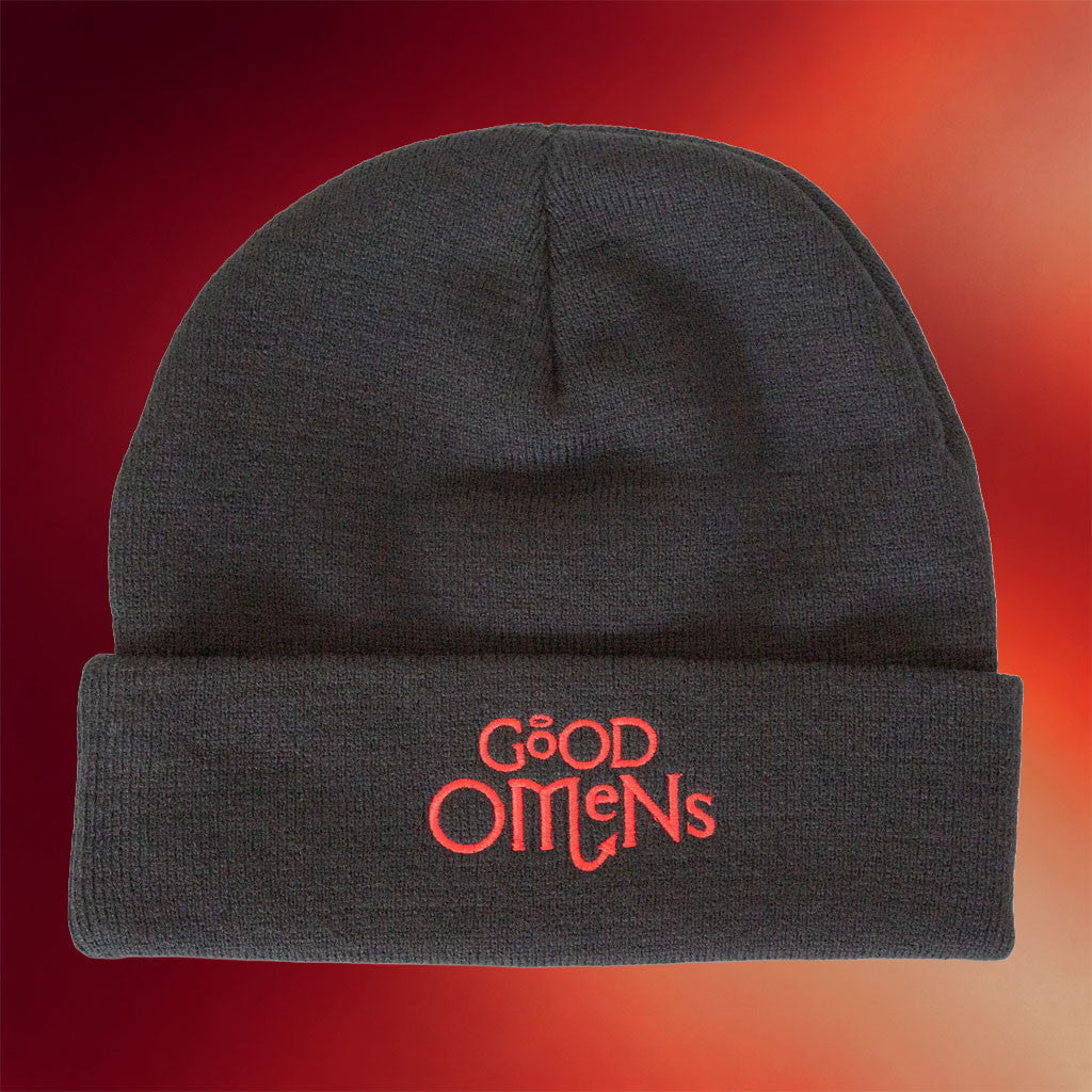 Good Omens Merch 2026 Good Omens Movie Logo Beanie Embroidered Black Unique Gifts For Boyfriend - Merchluma