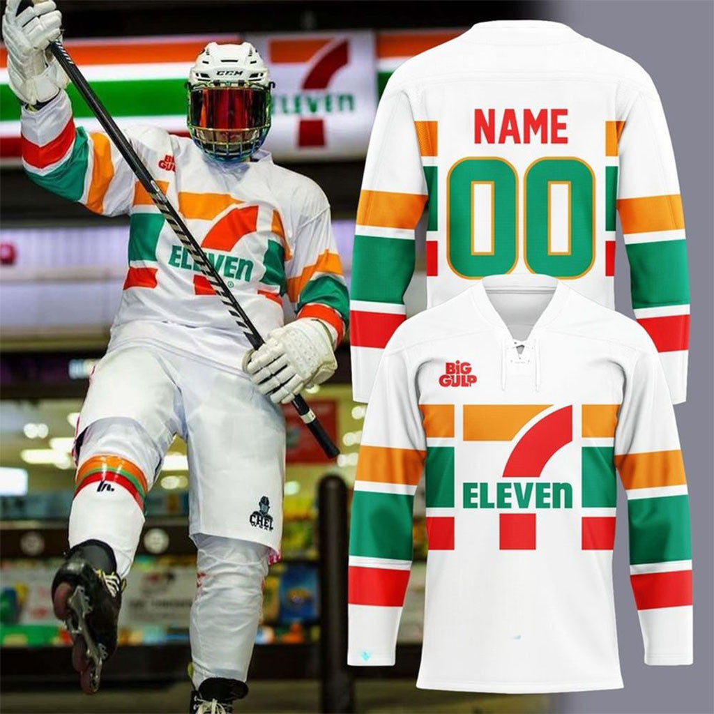 Personalized 7-Eleven X Big Gulp Hockey Jersey 7-Eleven Merch Gift Ideas For Brothers - Merchluma