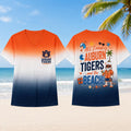 Auburn Tigers Tropical Beach Vibes V-Neck Shirt 2026 Auburn Tigers Merch Summer Gifts - Merchluma