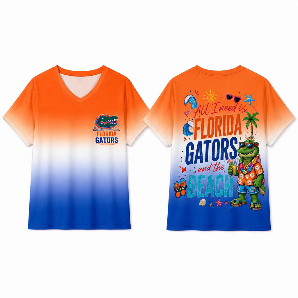 Florida Gators Tropical Beach Vibes V-Neck Shirt Florida Gators Merch Summer Gift For Fans - Merchluma
