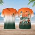 Miami Hurricanes Tropical Beach Vibes V-Neck Shirt Miami Hurricanes Merch Summer Gifts - Merchluma