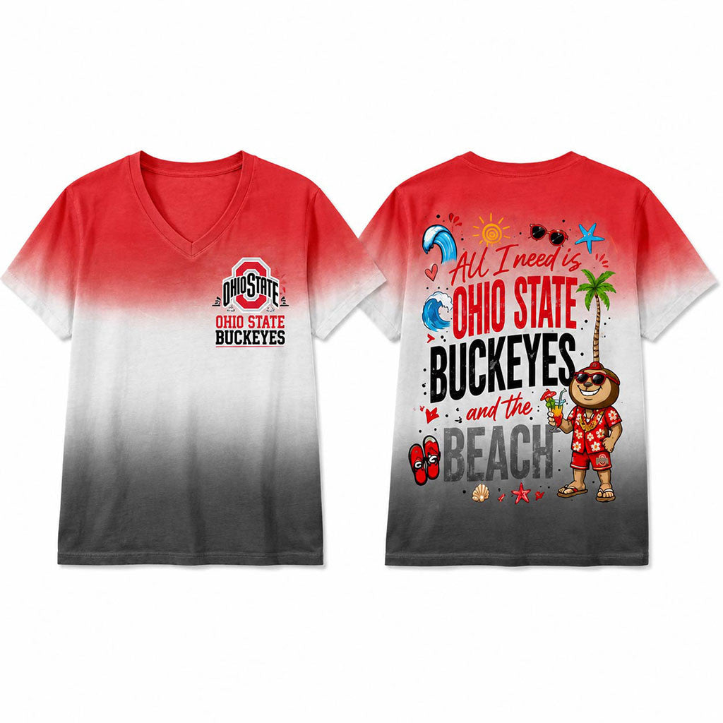 Ohio State Buckeyes 2026 Tropical Beach Vibes V-Neck Shirt Buckeyes Merch Gift For Summer - Merchluma