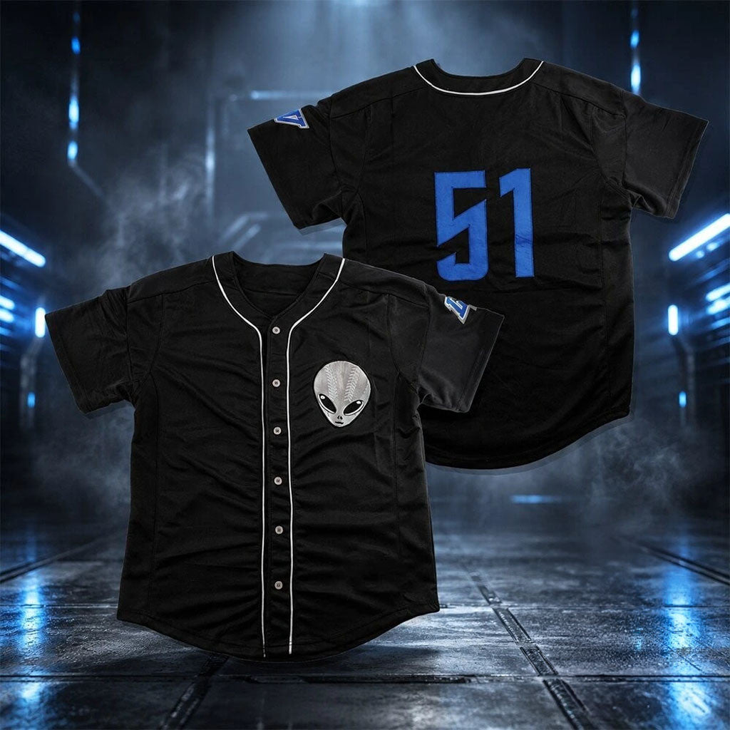 Area 51 Las Vegas Alien Head Black Baseball Jersey Birthday Gift Ideas For Husband - Merchluma