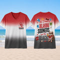 Oklahoma Sooners Tropical Beach Vibes V-Neck Shirt 2026 Oklahoma Sooners Merch Summer Gifts - Merchluma