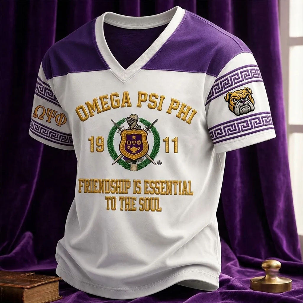 Omega Psi Phi 1911 Mascot V-Neck Shirt Friendship Is Essential To The Soul March Brother Gifts - Merchluma