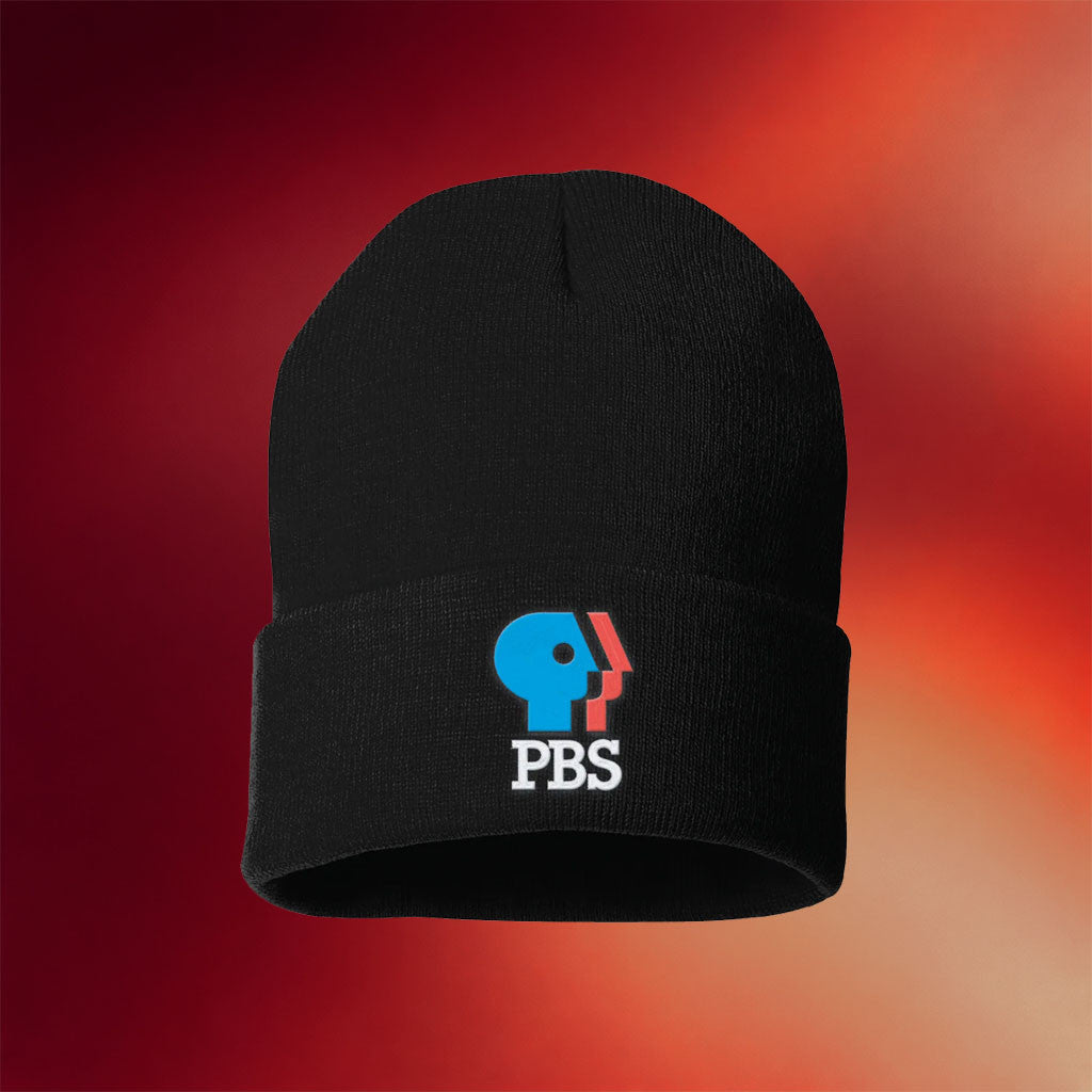 PBS Merch PBS 1980s Full Color Logo Beanie Embroidered Black Best Gifts For Boyfriend - Merchluma
