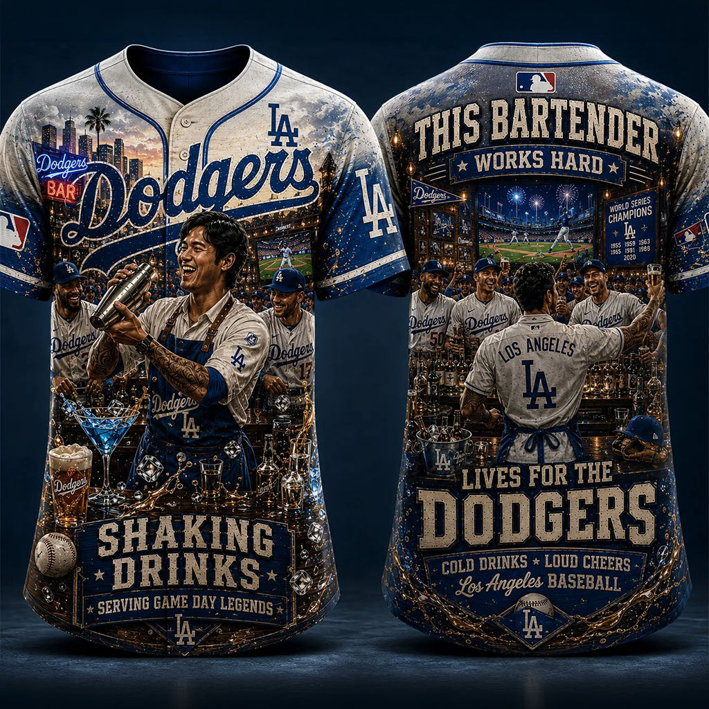 Los Angeles Dodgers Bartender Shaking Drinks Jersey LA Dodgers Merch Game Day Gifts - Merchluma