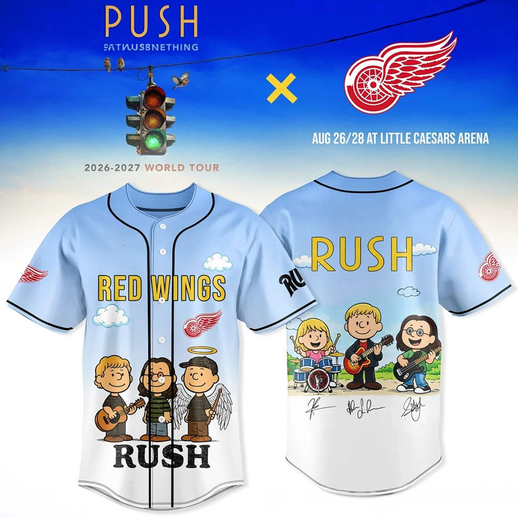 Detroit Red Wings X RUSH Fifty Something World Tour Jersey 2026 Fan Merch Concert Outfits - Merchluma