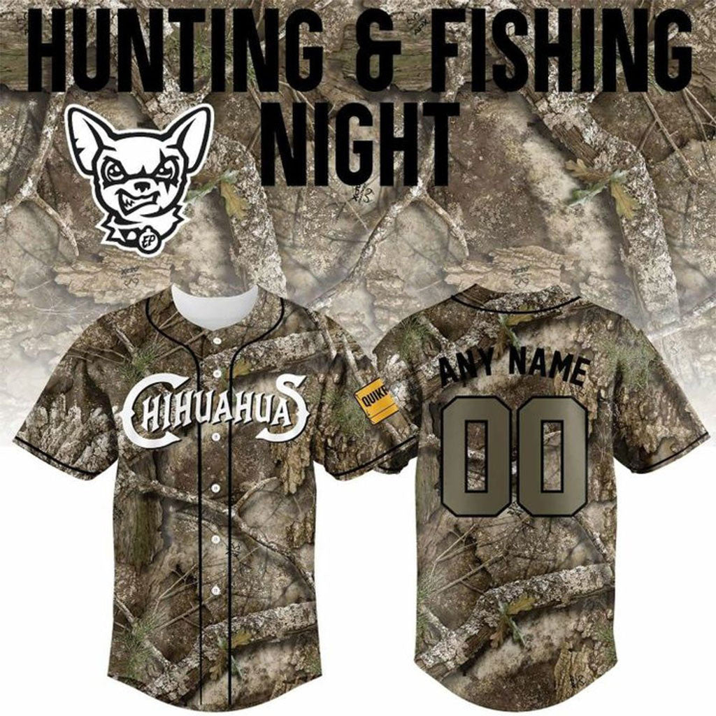 Personalized El Paso Chihuahuas Hunting And Fishing Night 2026 Baseball Jersey Chihuahuas Merch - Merchluma