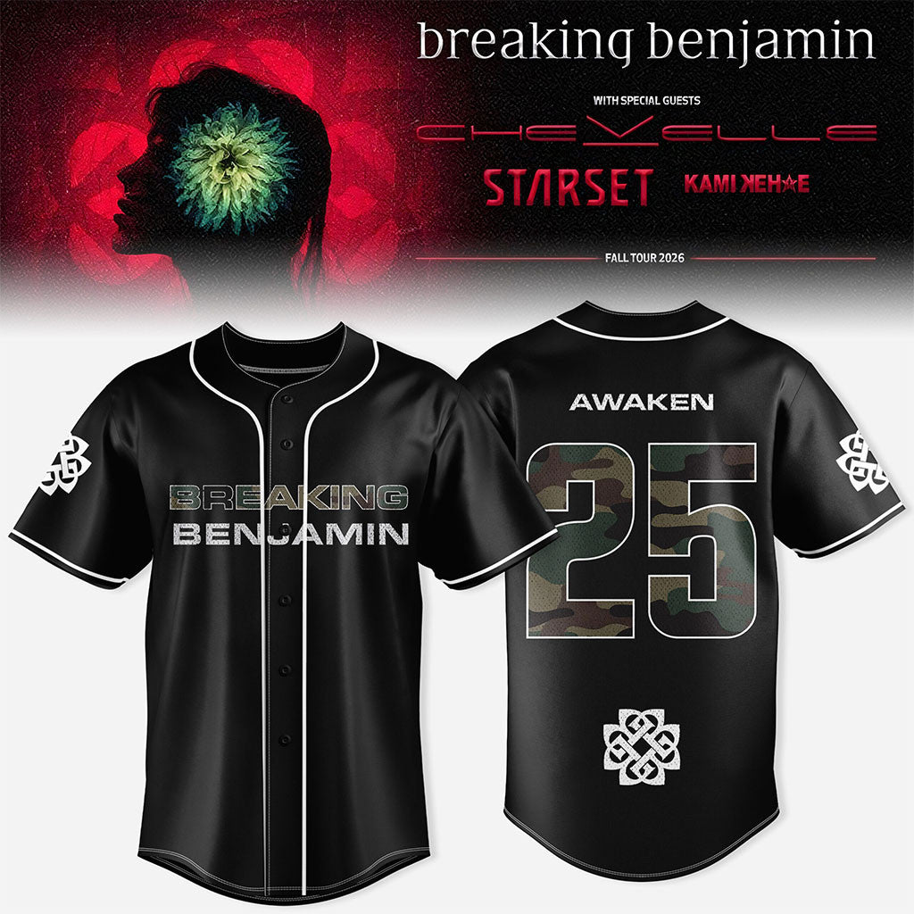 Breaking Benjamin American Tour 2026 Baseball Jersey Breaking Benjamin Merch Gifts For Fans - Merchluma
