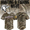 Personalized Fayetteville Woodpeckers Hunting and Fishing Night 2026 Baseball Jersey Fan Merch - Merchluma