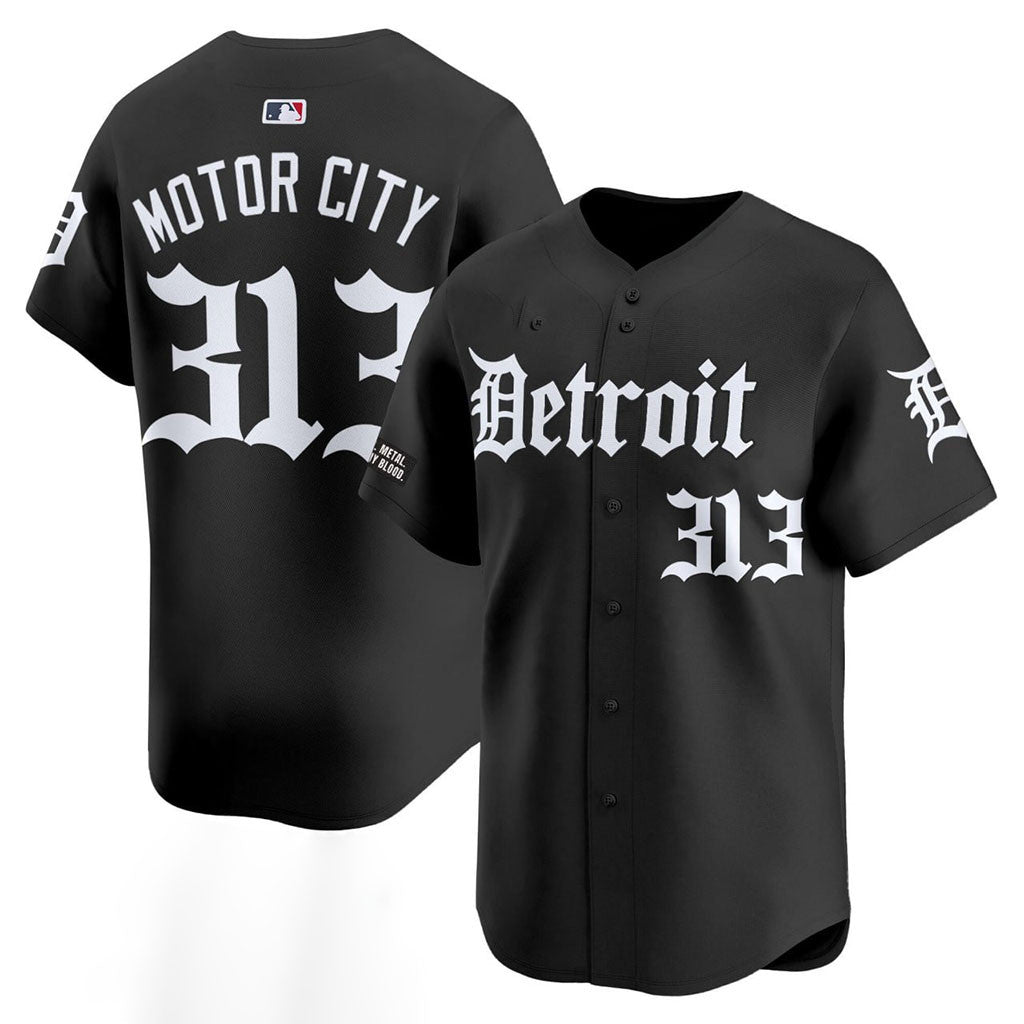 Detroit Tigers Motor City 313 Gothic Edition Jersey Detroit Tigers Merch Gift For Fans - Merchluma