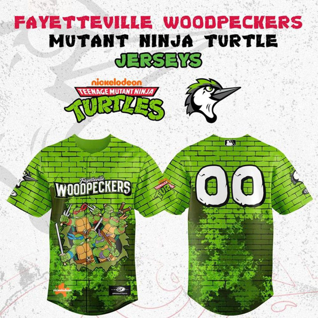 Personalized Fayetteville Woodpeckers Teenage Mutant Ninja Turtle 2026 Baseball Jersey Fan Gear - Merchluma