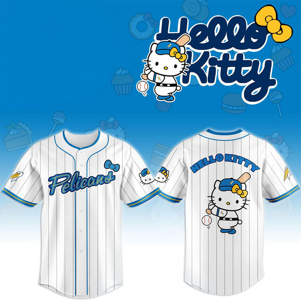 Myrtle Beach Pelicans X Hello Kitty Classic Striped 2026 Night Game Jersey Pelicans Merch - Merchluma