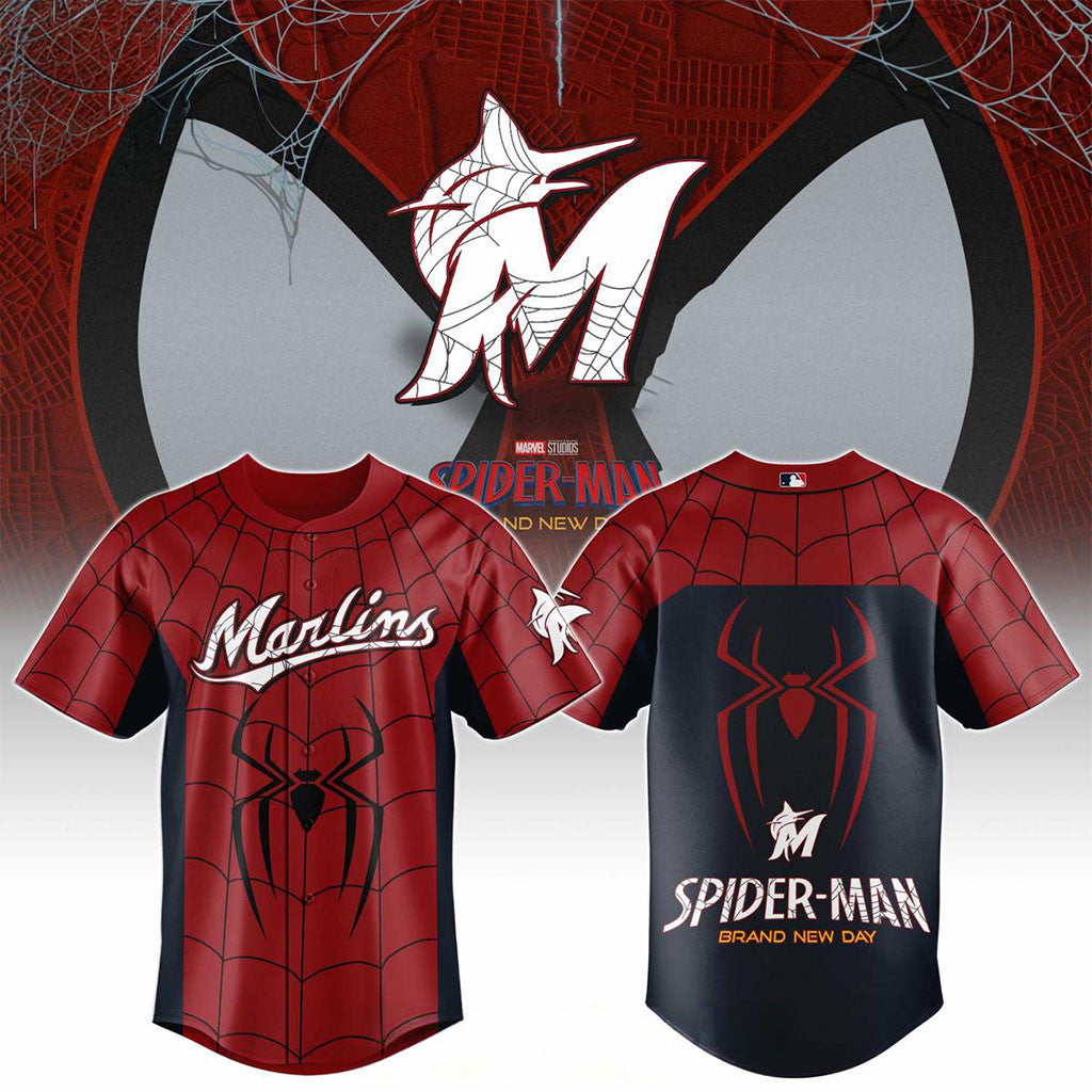 Miami Marlins X Spider-Man Brand New Day 2026 Theme Game Jersey Miami Marlins Merch Best Gifts - Merchluma