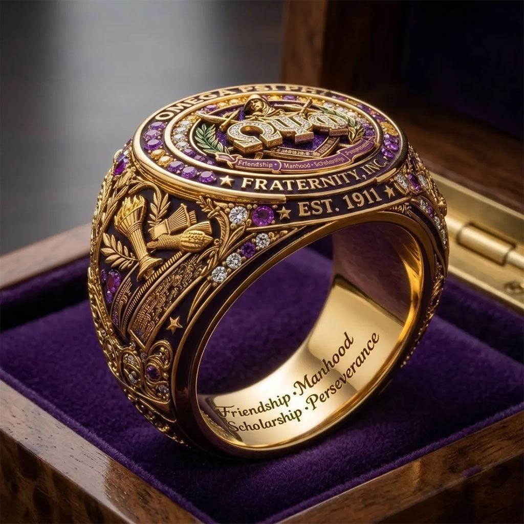 Omega Psi Phi 1911 EST Fraternity Ring Friendship Manhood Scholarship Perseverance Ring Gifts - Merchluma