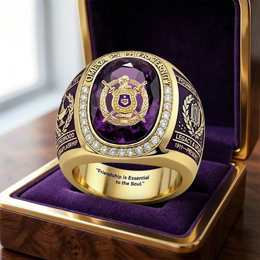 Omega Psi Phi Fraternity Ring Friendship Is Essential To The Soul Ring Best Gift For Dad - Merchluma