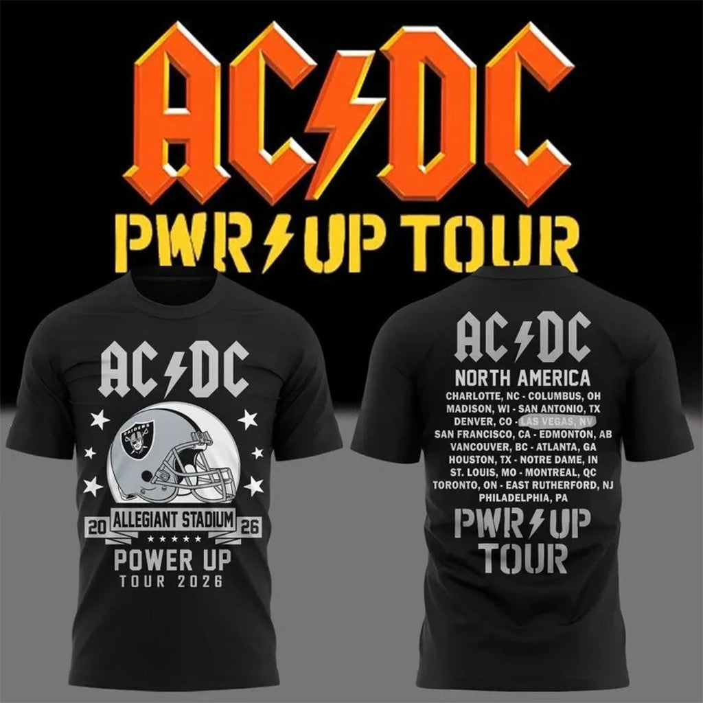 ACDC x Las Vegas Raiders Power Up Tour 2026 Allegiant Stadium T-Shirt ACDC Merch Fan Gifts - Merchluma