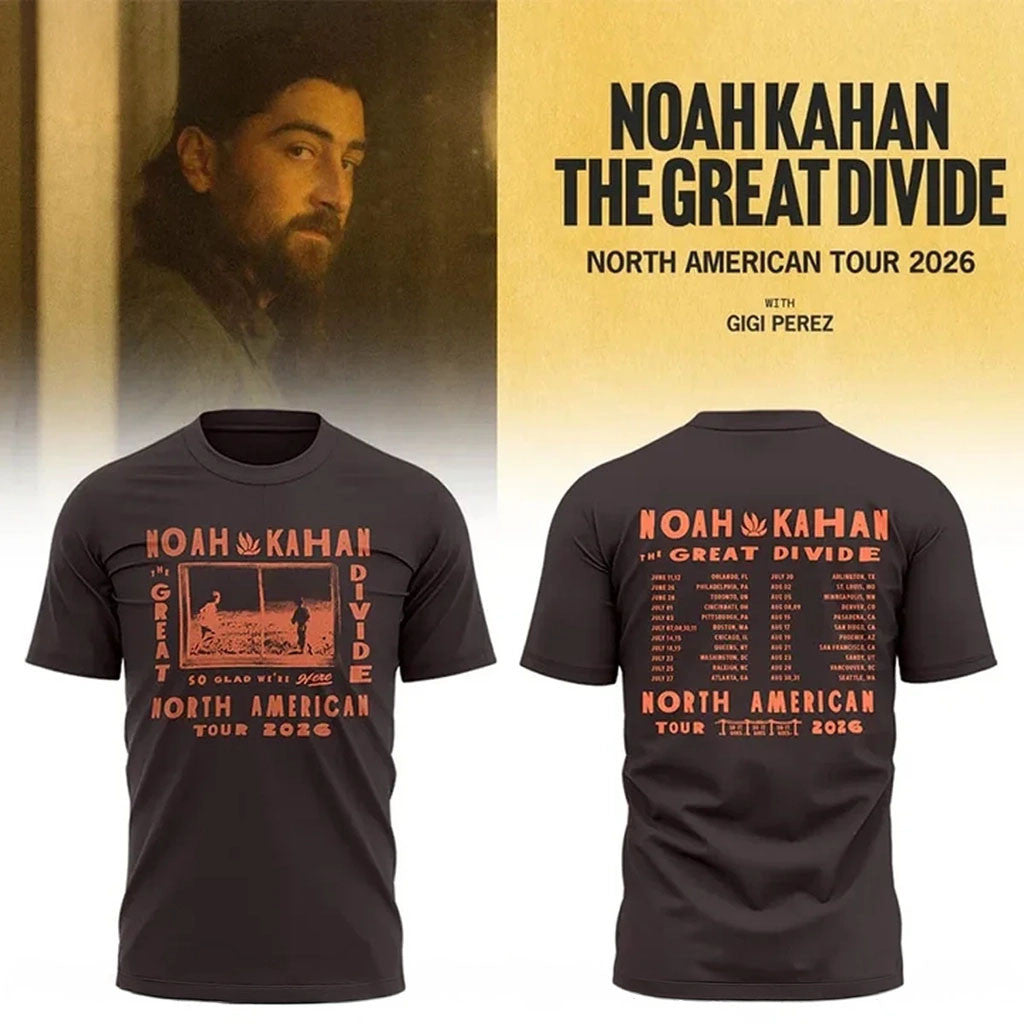 Noah Kahan North American The Great Divide Tour T-Shirt Noah Kahan Merch 2026 Music Fan Gear - Merchluma