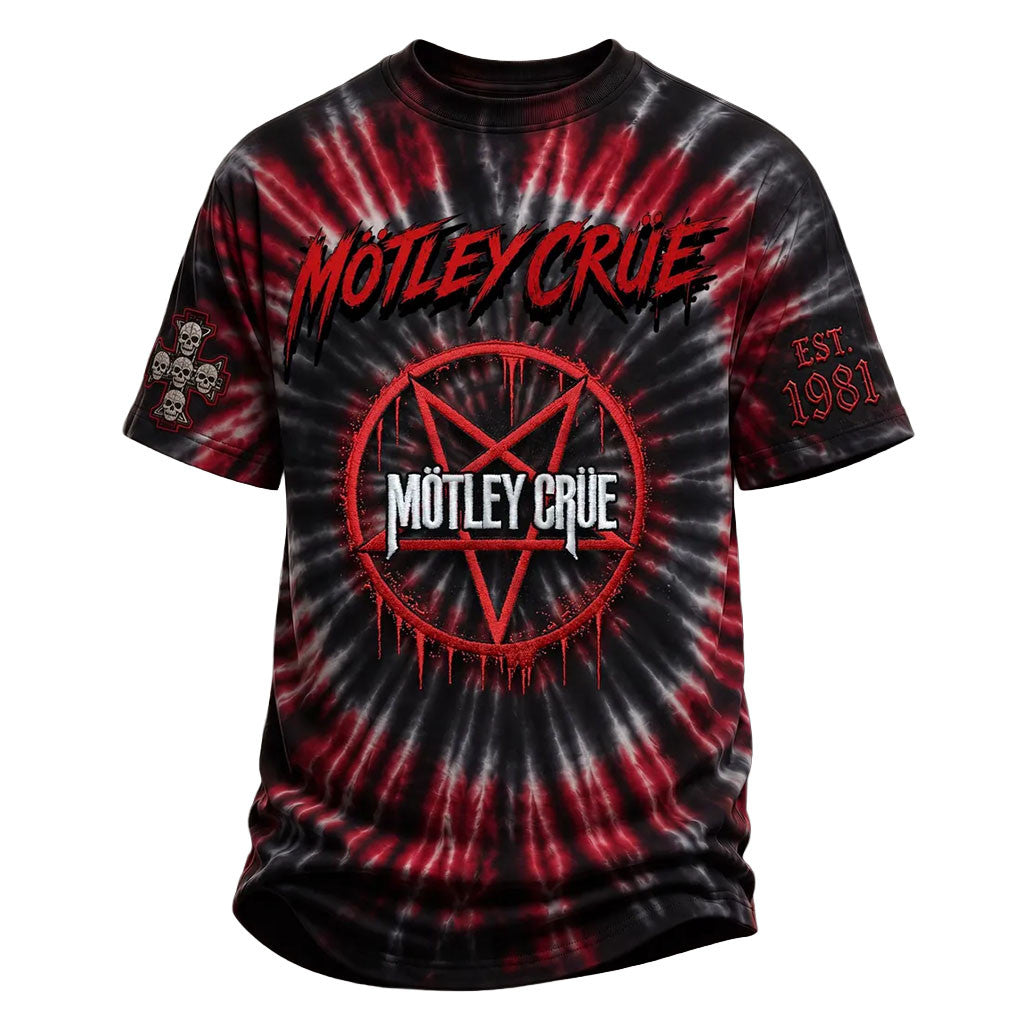Motley Crue Tie Dye Pentagram T-Shirt 2026 Motley Crue Merch Present For Band Fans - Merchluma