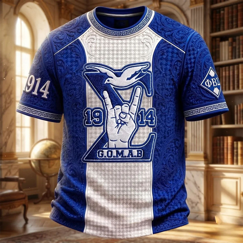 Phi Beta Sigma 1914 Blue White Shirt GOMAB T-Shirt PBS Fraternity Merch Present For Brothers - Merchluma