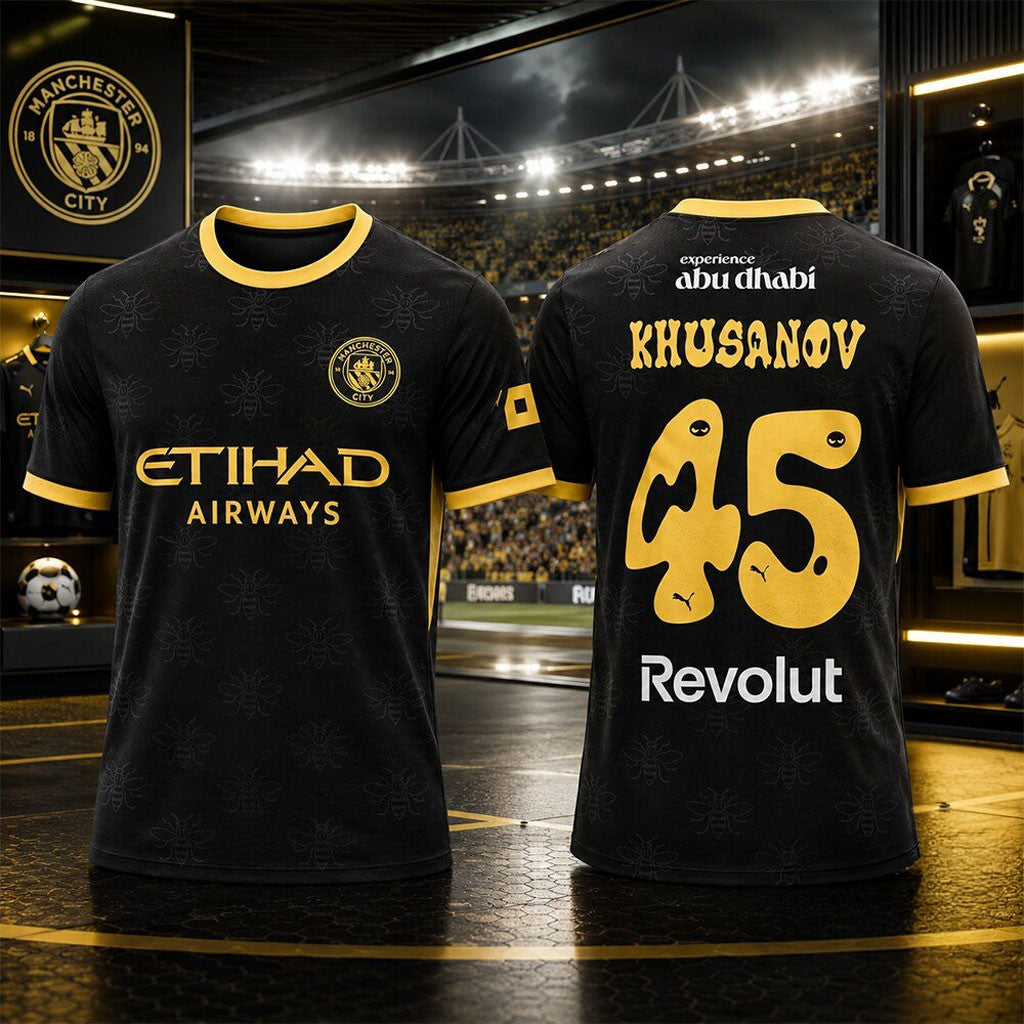 Manchester City Offgod Hong Kong Black Football Jersey Shirt MUFC Merch Fan Gifts - Merchluma