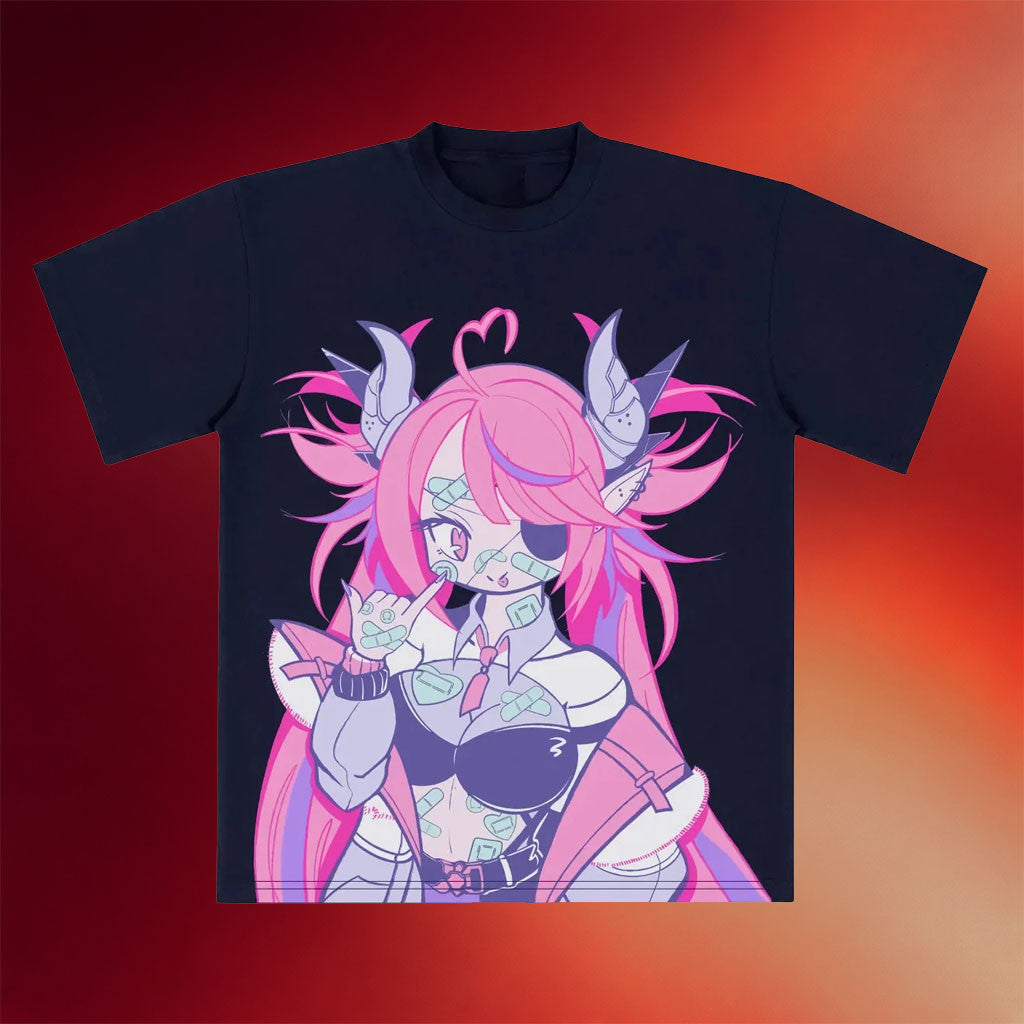 Ironmouse Merch 2026 Bat Baddie Portrait Navy T-Shirt Cute Anime Shirt VTuber Fan Gifts - Merchluma