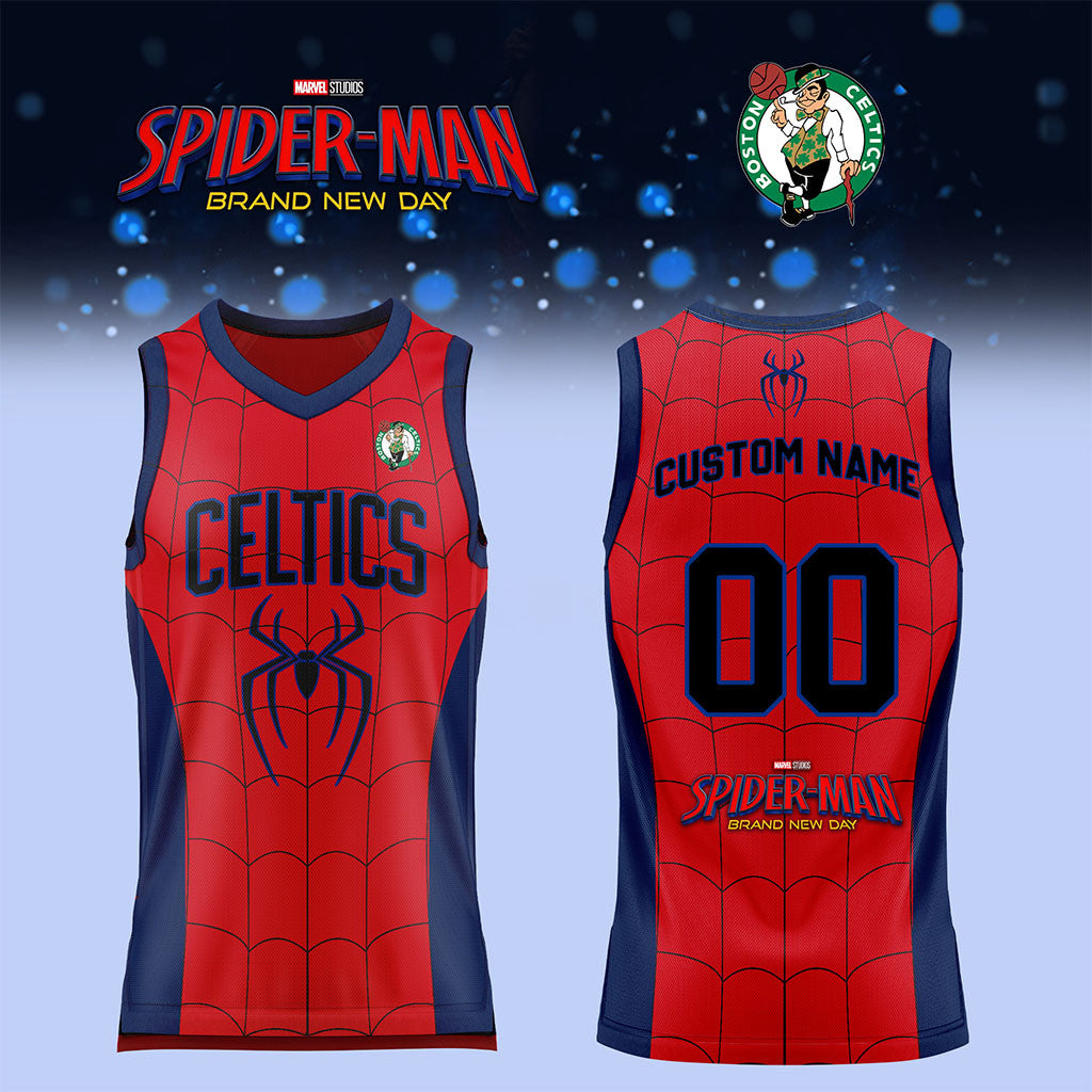 Personalized Boston Celtics X Spider-Man Brand New Day 2026 Jersey Boston Celtics Merch Gifts - Merchluma
