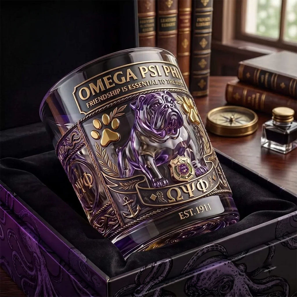 Omega Psi Phi Bulldog Glass Friendship Is Essential To The Soul Glass OPP Fraternity Merch - Merchluma