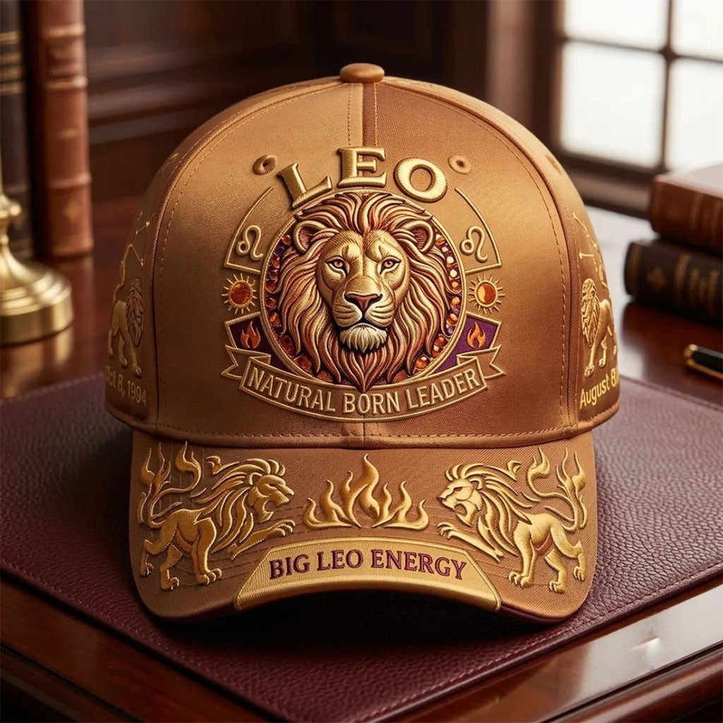 Leo Natural Born Leader Hat Big Leo Energy Baseball Cap Leo Zodiac Merch Birthday Gifts - Merchluma