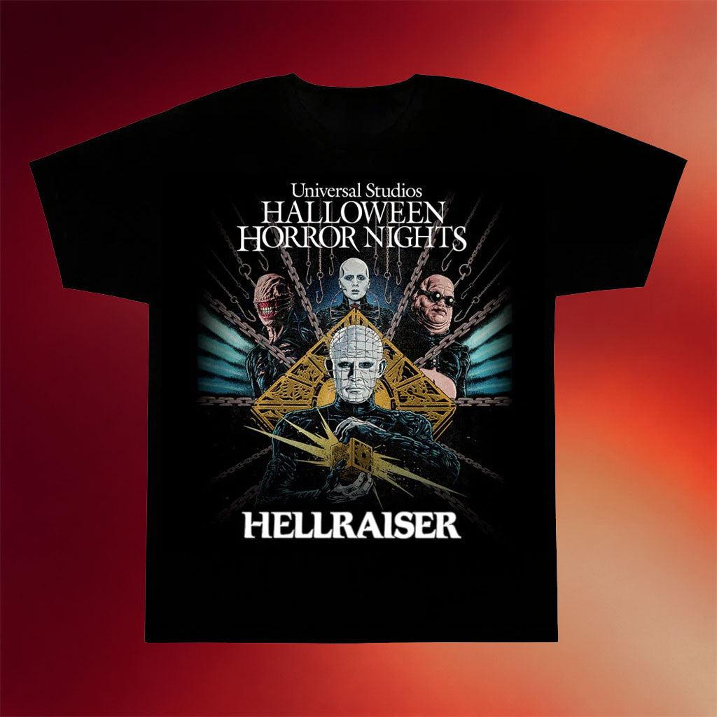 Halloween Horror Nights Merch 2026 Hellraiser Key Art T-Shirt HHN Merch Present For Horror Fans - Merchluma