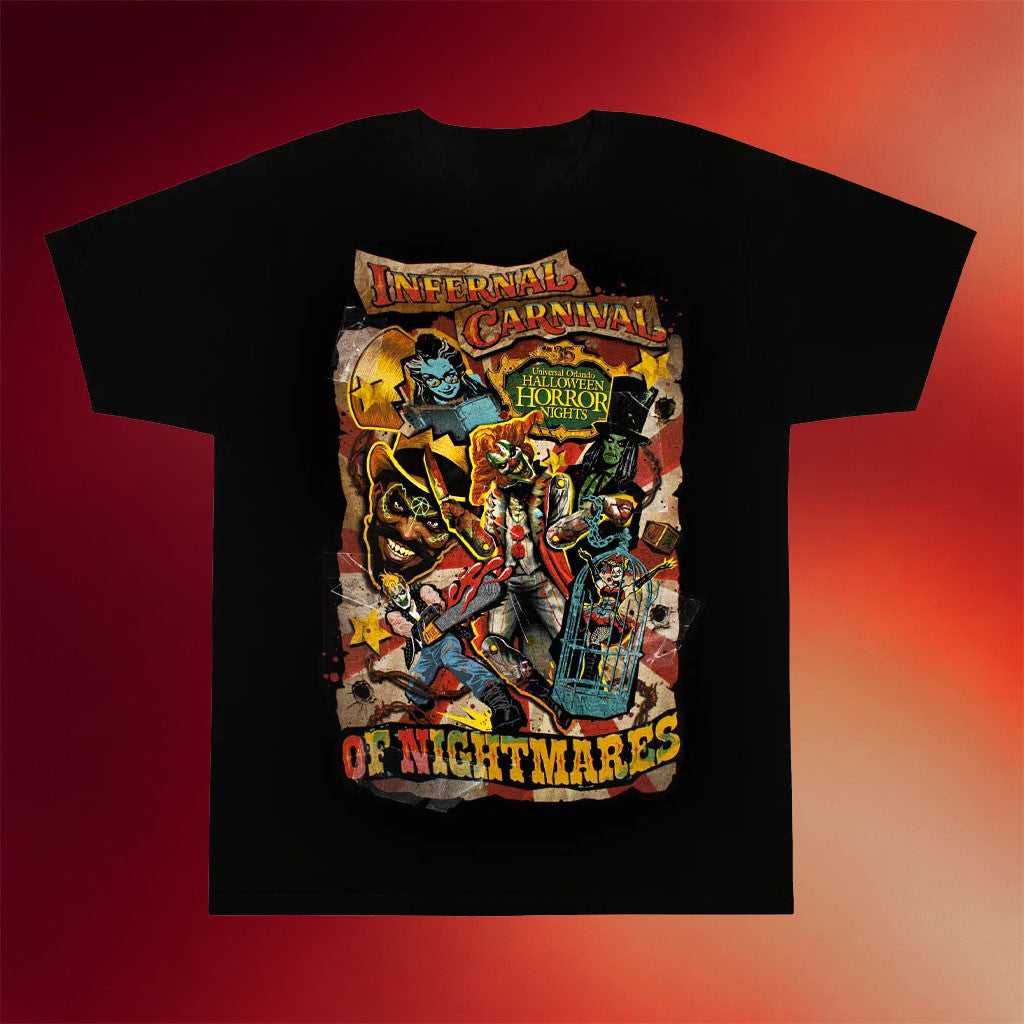 Halloween Horror Nights Merch 2026 Icons T-Shirt Infernal Carnival Of Nightmares Tee HHN Merch - Merchluma