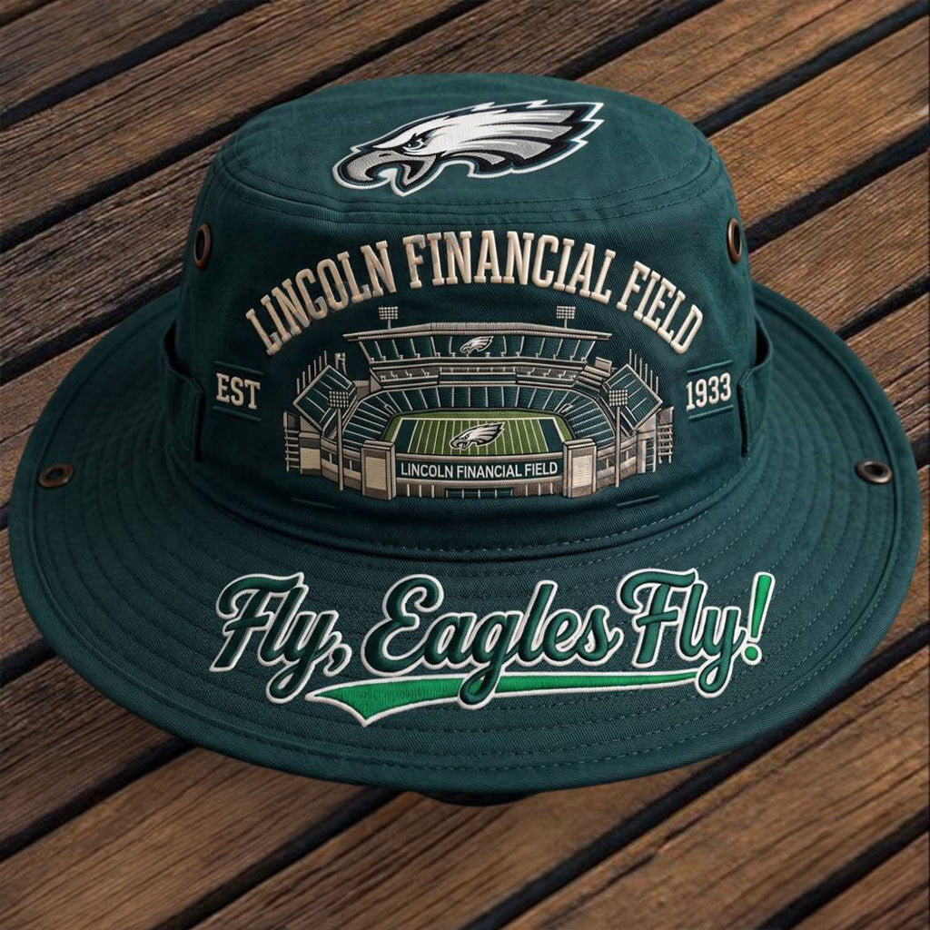 Philadelphia Eagles Lincoln Financial Field Fly Eagle Fly Bucket Hat Philly Eagles Merch - Merchluma