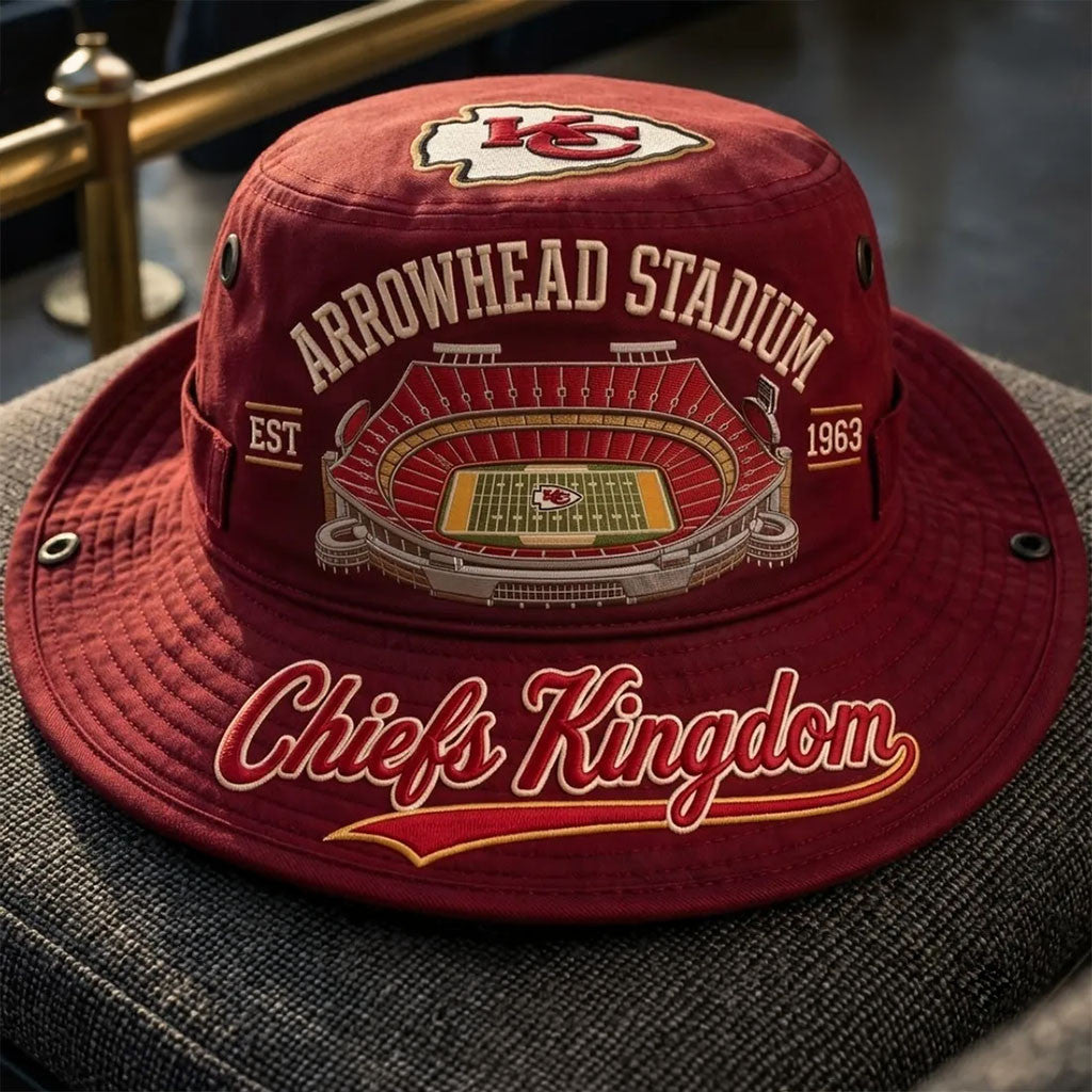 Kansas City Chiefs Arrowhead Stadium Red Bucket Hat KC Chiefs Merch Gift For Football Lovers - Merchluma