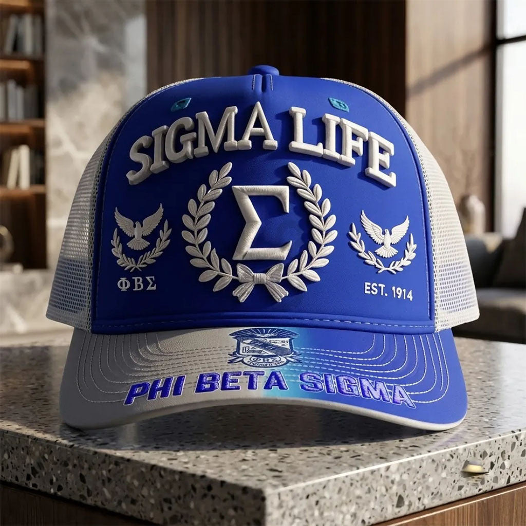 Phi Beta Sigma 1914 Trucker Hat Sigma Life Cap PBS Fraternity Merch Gift For Husband - Merchluma