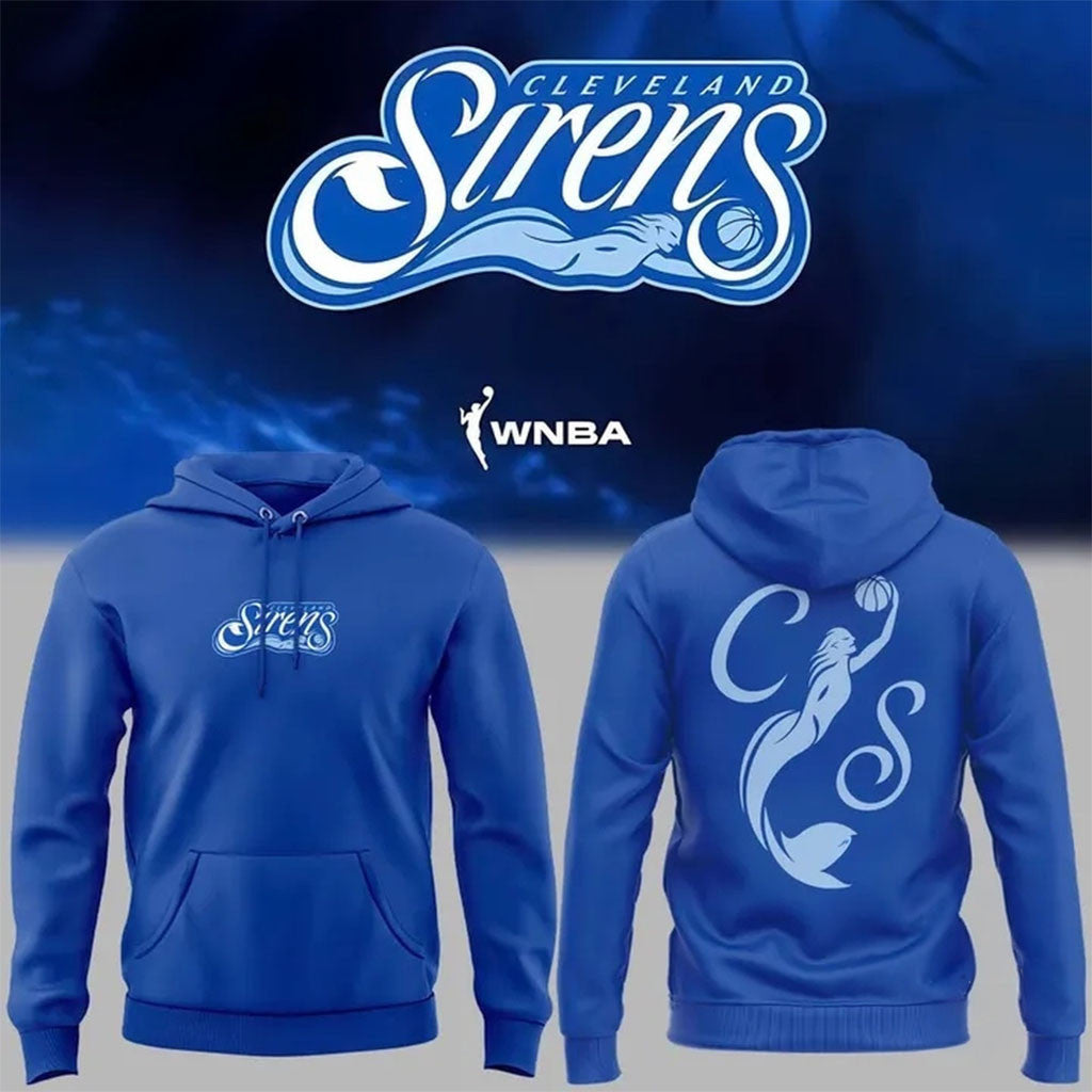 Cleveland Sirens Merch 2028 WNBA Expansion Team Cleveland Sirens Unveils Branding Blue Hoodie - Merchluma