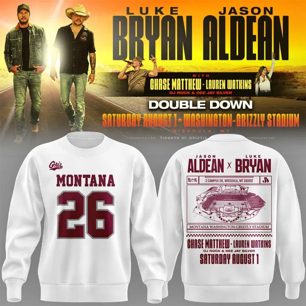Montana Grizzlies X Jason Aldean And Luke Bryan Sweatshirt Concert Merch Gifts For Music Lover - Merchluma