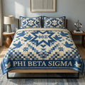 Phi Beta Sigma Blue Quilt Bedding Set Bedroom Decor Ideas PBS Fraternity Merch Dad Gifts - Merchluma